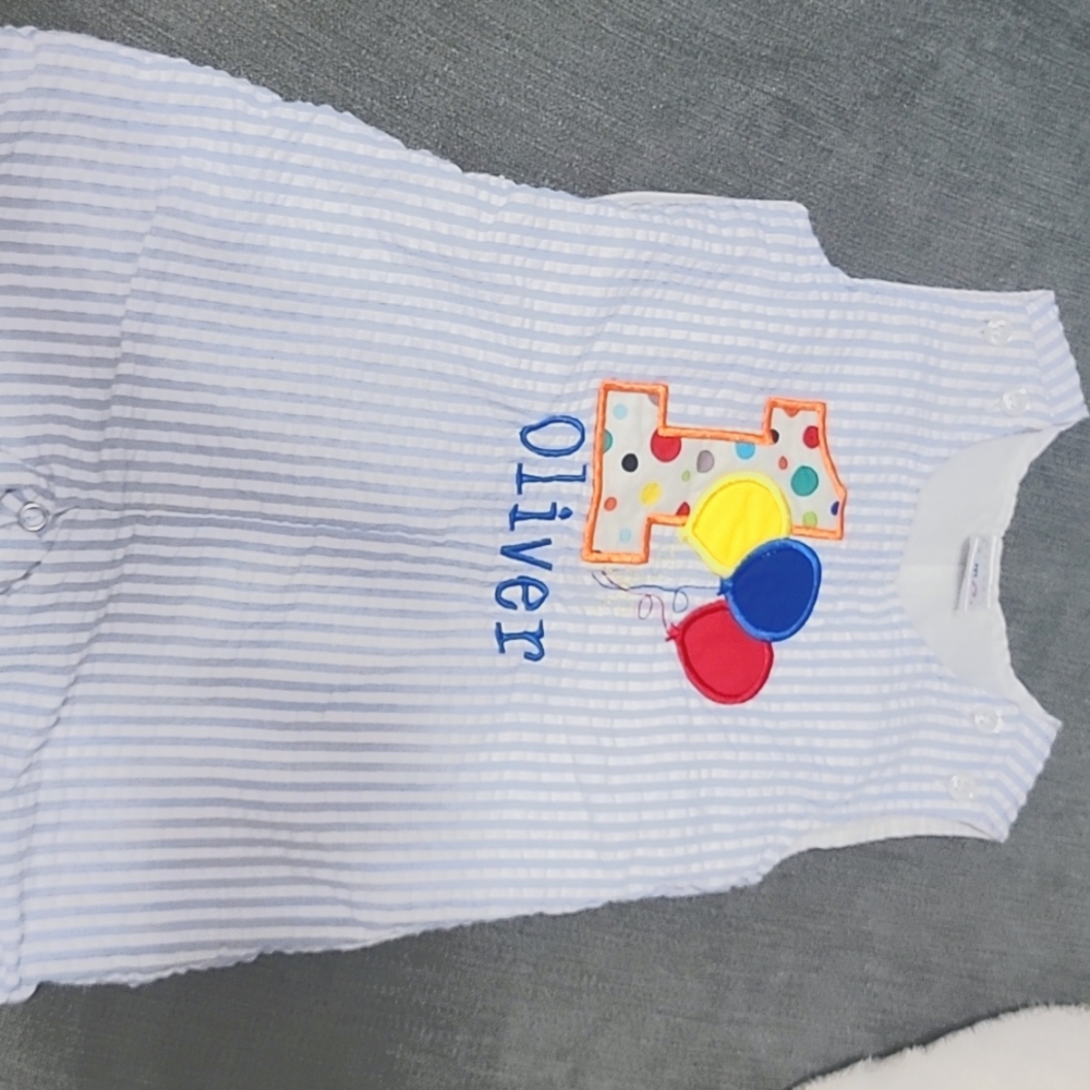 Custom made Oliver birthday romper